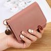 Korean Style Women's Solid Color Multi-Card Wallet with Zipper Coin Compartment.
