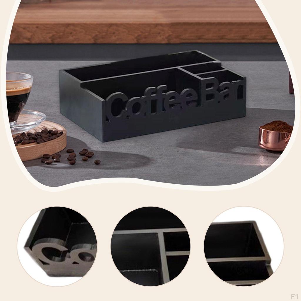 Coffee Bar Holder with Compartment, Functional Organizer for Tea Condiments in Kitchen or Lounge