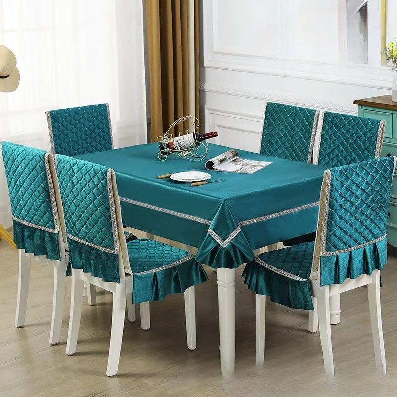 Lace Solid Color Chair Cover European Style Dining Table and Stool Cover Household Dining Table Cloth, Chair Backrest Cloth