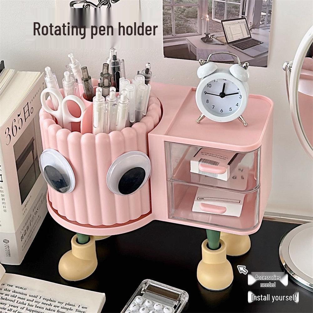 Rotating Dust-Proof Cosmetic Organizer: Makeup Brush Holder, Lipstick & Eyeshadow Storage, Desk Pen Holder