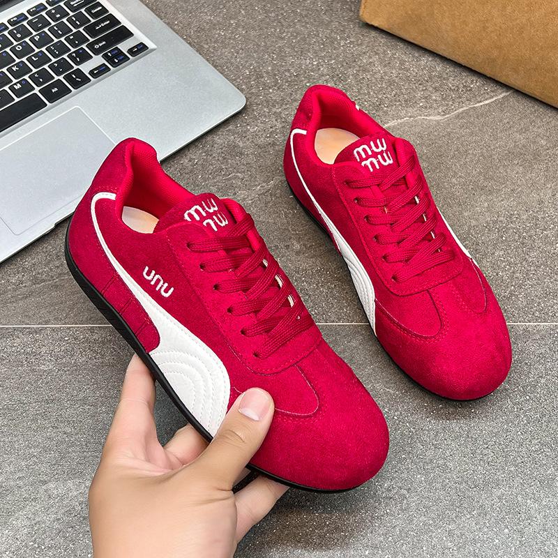 Little White Shoes Women's 2025 Spring Retro Training Casual Lace-up Running Sports Shoes Versatile Flat-soled Single Shoes