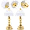 Miniature Dollhouse Table Lamp LED Desk Model Mini Light Decoration Children's Toy Dollhouse Play Accessories for Mini House Bedroom Pack of 2