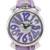 Manure 40 Watches Silver/purple White shellDial Stainless Steel/Embossed Leather Quartz Analog Display Mens Used