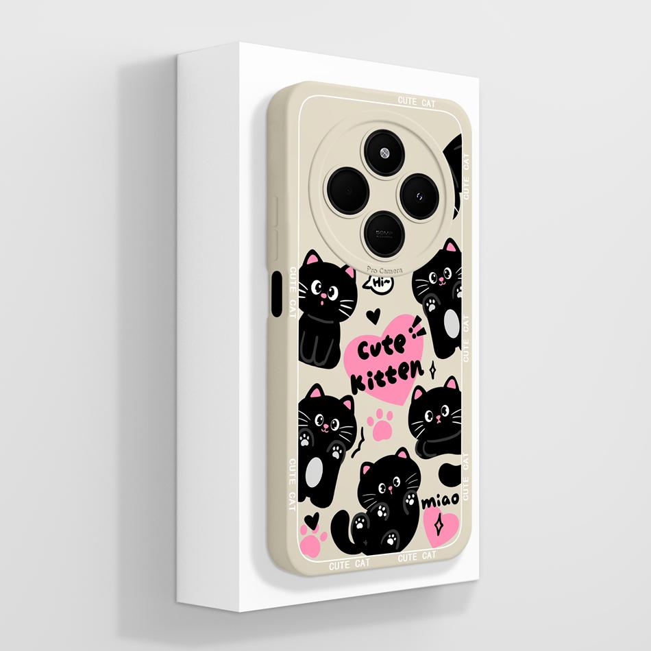 Per Custodia Telefono POCO C75 Carino Cuore Gatto Morbido Silicone Liquido Cover Posteriore Per Xiaomi Poco C 75 Protezione Completa Anti Caduta Funda Capa