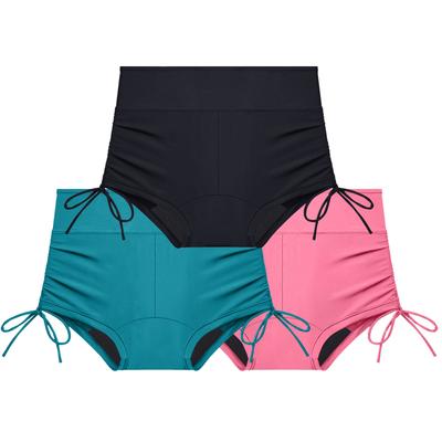 Calção de banho menstrual à prova de vazamento, calça absorvente de cintura alta para adolescentes