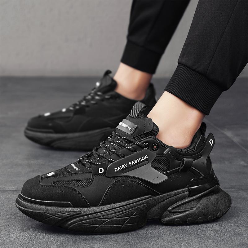 

Мужская обувь 2024 Весна/Лето Новые сетчатые дышащие универсальные повседневные спортивные трендовые кроссовки с толстой подошвой 39 чёрный