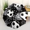 Soccer Ball Pattern Automatic Folding Umbrella  8 Ribs, Durable Iron Frame, Bright Color Pattern Compact Travel Umbrella, Suitable for Outdo