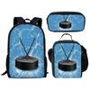 Classic Popular Funny Ice Hockey Rugby 3D Print 3pcs/Set Pupil School Bags Laptop Daypack Backpack Lunch Bag Pencil Case