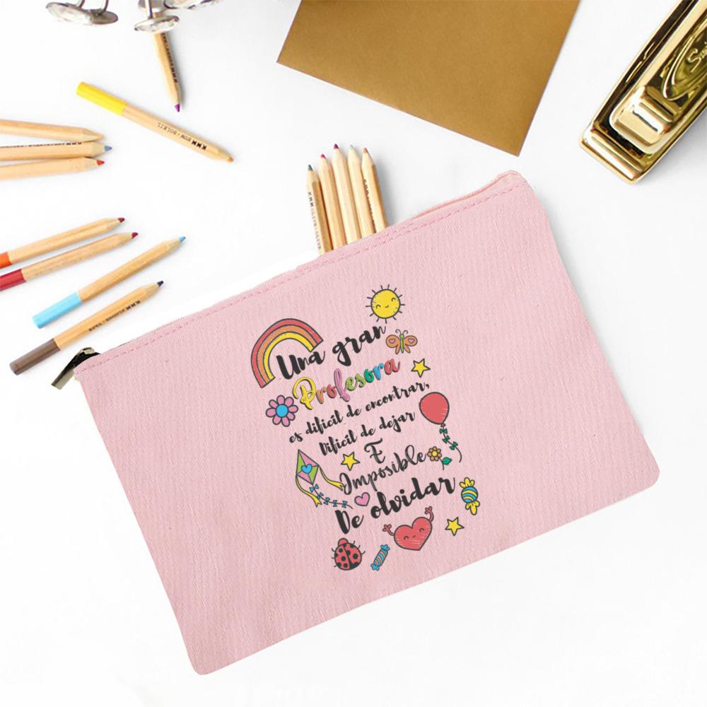 Spanish Printed Makeup Bag Female Travel Neceser Cosmetic Pouch Travel Toiletry Organizer School Pencil Bags Gifts for Teacher