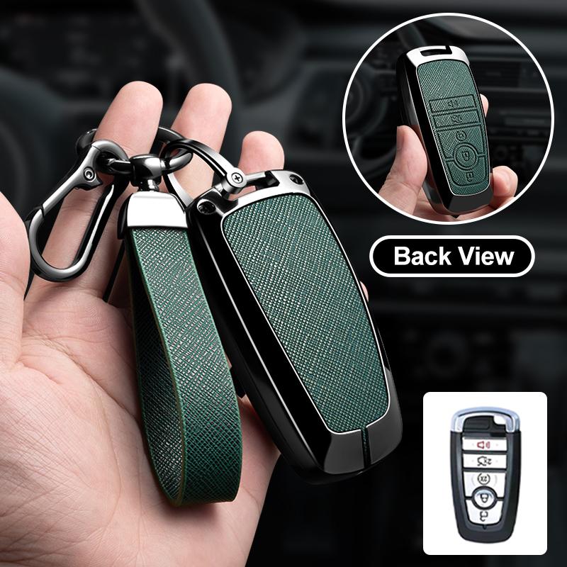 Zinc Alloy Leather Car Remote Key Case Cover For Ford Fusion Mustang Expedition F-450 F-350F150 Edge Explorer Mondeo Mk5 Focus