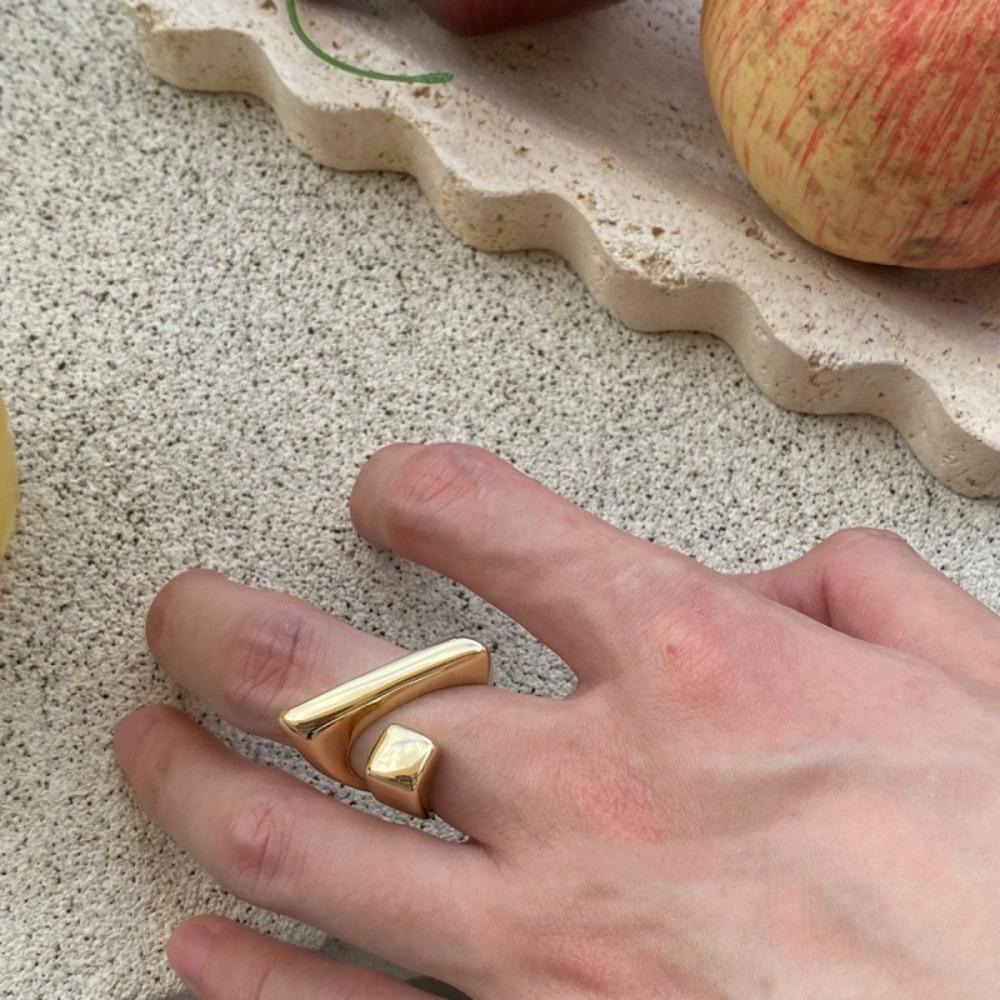 Adjustable Finger Ring Geometric Silver Plated Open Ring Irregular Ring  For Party Birthday Gift