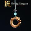Red & Green Sandalwood Dragon Ring Phone Chain Pendant - Zodiac Dragon Backpack Charm