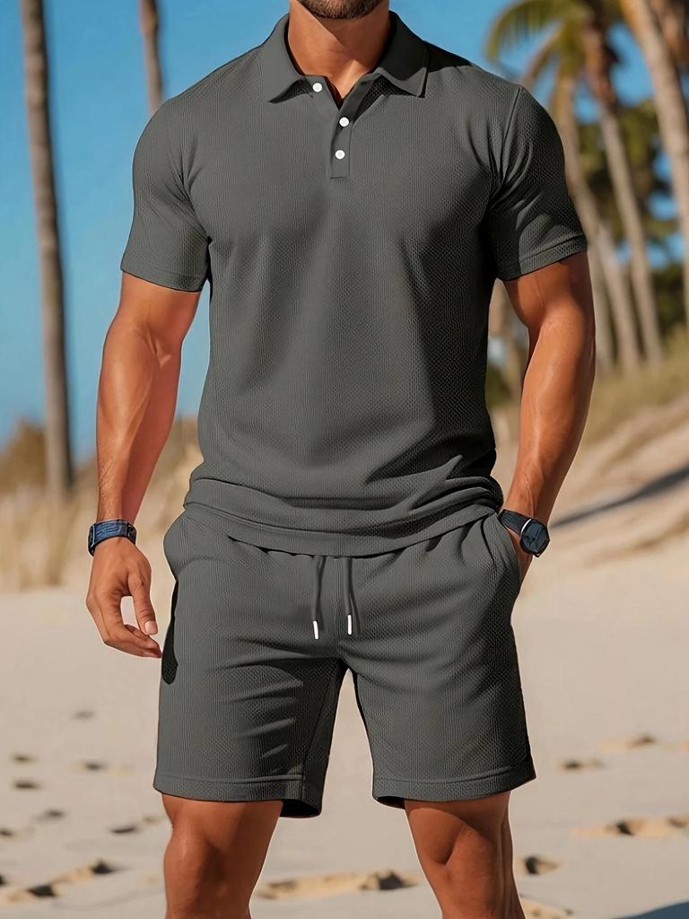 Premium Loose-Fit Versatile Short-Sleeve Polo Shirt and Shorts Summer Set