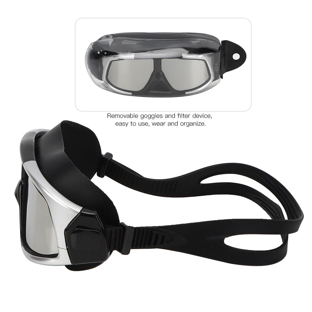 Adult Large Frame Waterproof Antifog Swimming Goggles Electroplate Plain Glass Diving Supply