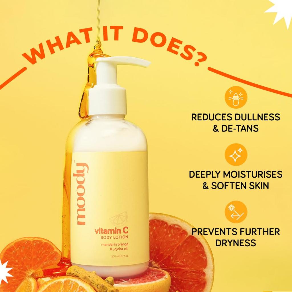 Moody Vitamin C Daily Moisturising Body Lotion Serum with Niacinamide, Mandarin Orange, Jojoba Oil for Deep Nourishing & Visibly Glowing Skin |Redu