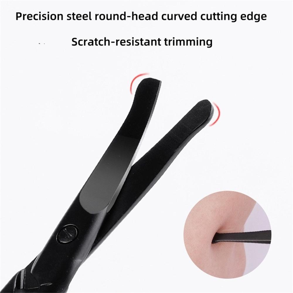 1Pc Stainless Steel Black Round Head Safe Shears Nose Hair Scissors (Do Not Hurt Nose) Stainless Steel Manual Trimming