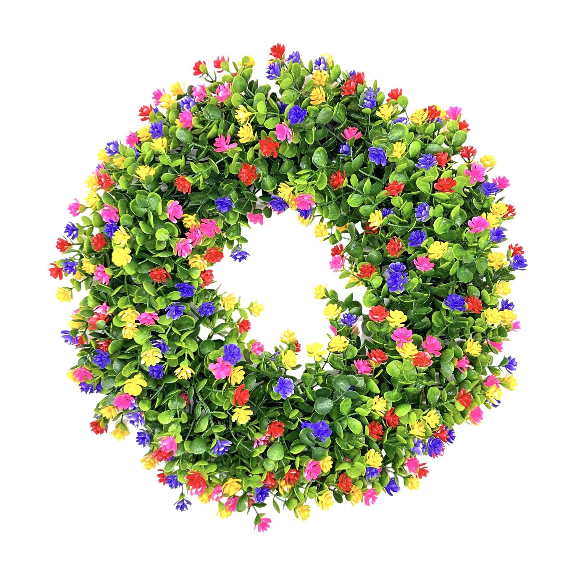 

28cm Artificial Wreath Eucalyptus Fake Flower 3D Colorful Garland Background Wall 28cm-A