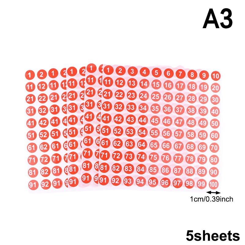 5 Ark Nummerklistermärken 1-100 Etikett Nummerklistermärke För DIY Hantverk Nagellack Limflaska Scrapbooking Dagbok Kontorsmaterial