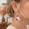 Black Resistant Ear Hooks 1 Pair White Ghost Pumpkin Drink Earrings, Gothic Hip Hop Halloween Drop Rounded Polished Edges Earrings Cute Novelty