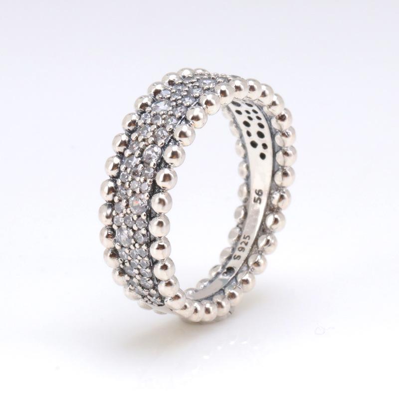 Pan Jia 2020 Women s Zirconia Linked Bead Couple Ring - European American Fashion Jewelry Gift Size 50
