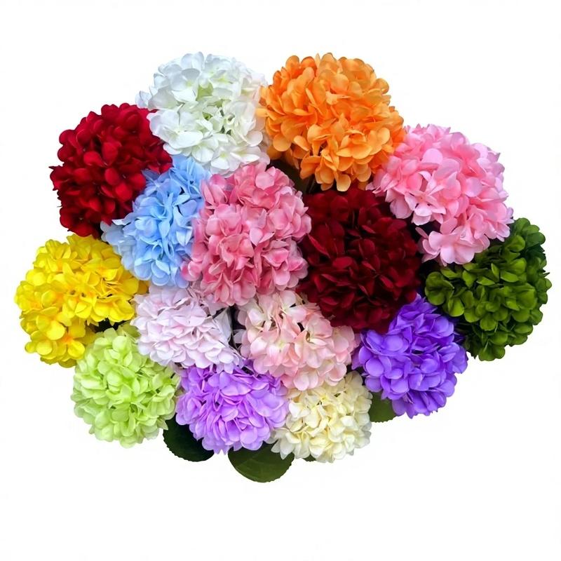 Large Hydrangea Artificial Flowers 135 Pieces Fake Flower Stems Candy Color Series for Wedding Floral Decoration