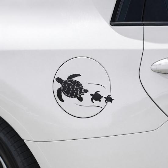 yangyizhi Car Sticker, Waterproof PVC Self-adhesive No Trace Auto Decal, Realistic Sea Turtle Pattern Sticker for Fuel Tank Caps Windows Luggage