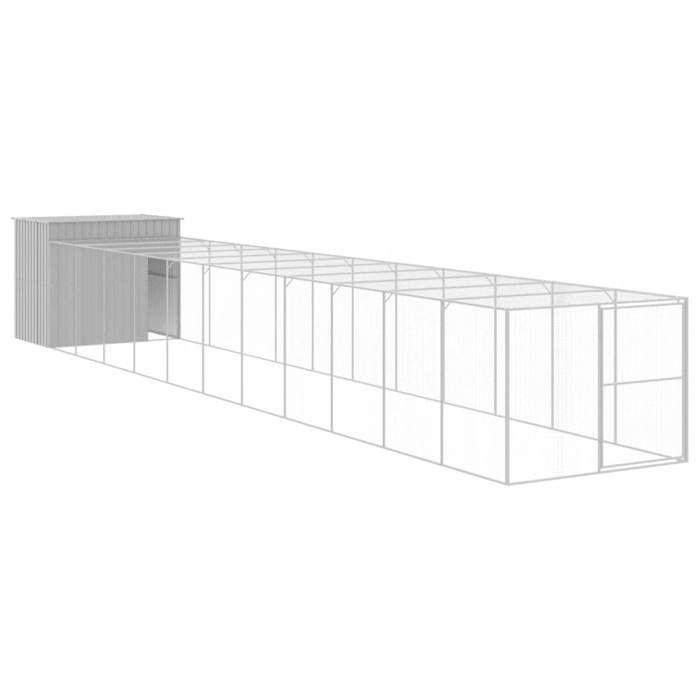 VidaXL Niche pour chien avec cour gris clair 214x1273x181 cm, cage pour chien, abri pour chien, maison pour animaux, cages 3189142