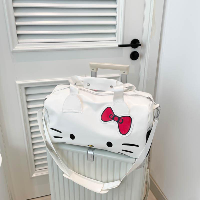 HelloKitty Cartoon Cute Big Bag Shoulder Bow Hello Kitty Portable Fitness Bag Messenger Travel Bag