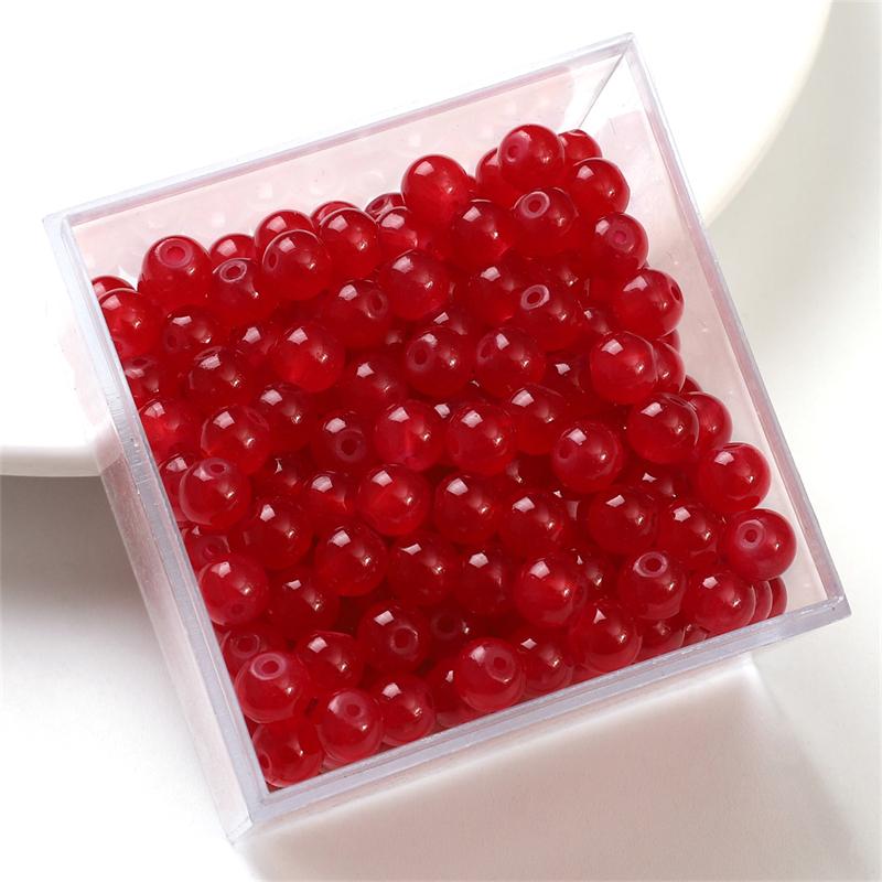 

50-135 шт. хрустальные стеклянные бусины желе сплошного цвета имитация нефрита камень свободные разделительные бусины для изготовления ювелирных изделий 6mm 50pcs красный