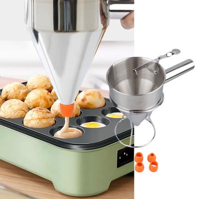 Teigspender, Pfannkuchenteigspender aus Edelstahl mit 18 mm Silikonöffnung für Pfannkuchen, Cupcakes, Trichterspender