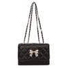Rhombus casual chain solid color small square bag 2025 autumn new high value foreign style bow shoulder messenger bag