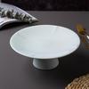 Ceramic High-Footed Dim Sum & Dessert Plate - Chinese Tea, Snack, Tribute, or Fruit Plate