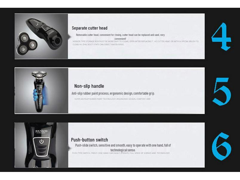 4D Washable Electric Shaver with Floating Three-Blade High-Power Razor