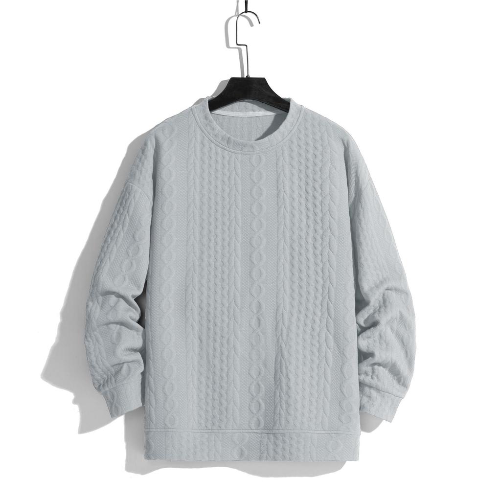 Men's Chunky Cable Knit Jacquard Sweater - Trendy Autumn/Winter Knitwear, Relaxed Fit.