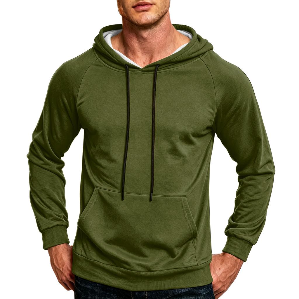 Men's Color Loose Fit Casual Hoodie with Pocket and Drawstring