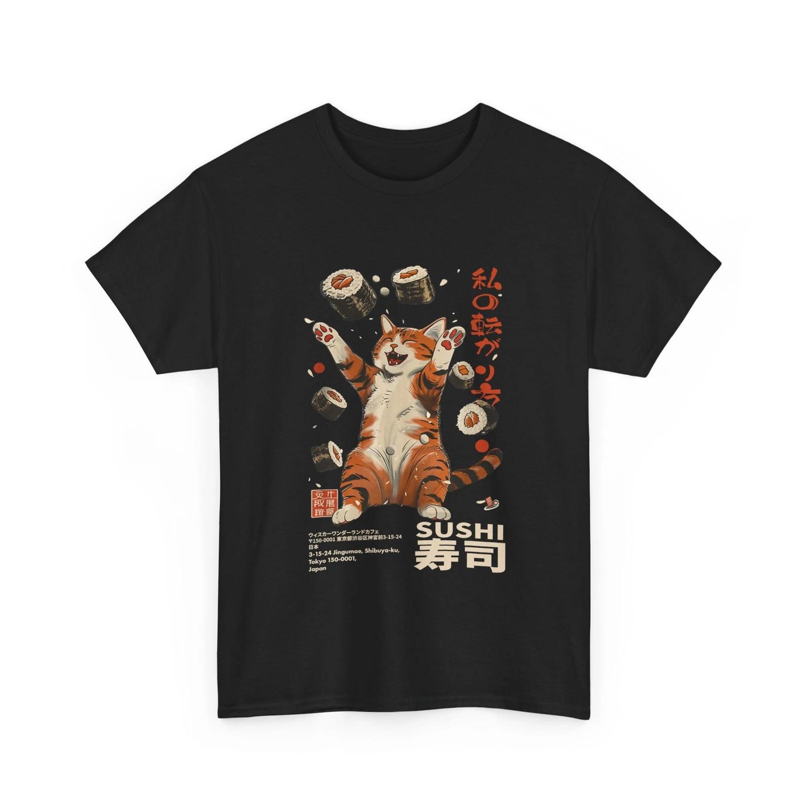Harajuku Sushi Cat Japanese Kawaii Sushi Cat Tokyo T shirt XL