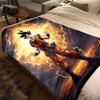1pz Coperta in Flanella con Stampa Son Goku, Alta Qualità per Tutte le Stagioni, Decorazione per la Casa, Calore e Comfort, Perfetta per Regali di Natale