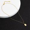 French Style 3D Gold Brick Choker Necklace - Chocolate Square Titanium Steel for Women