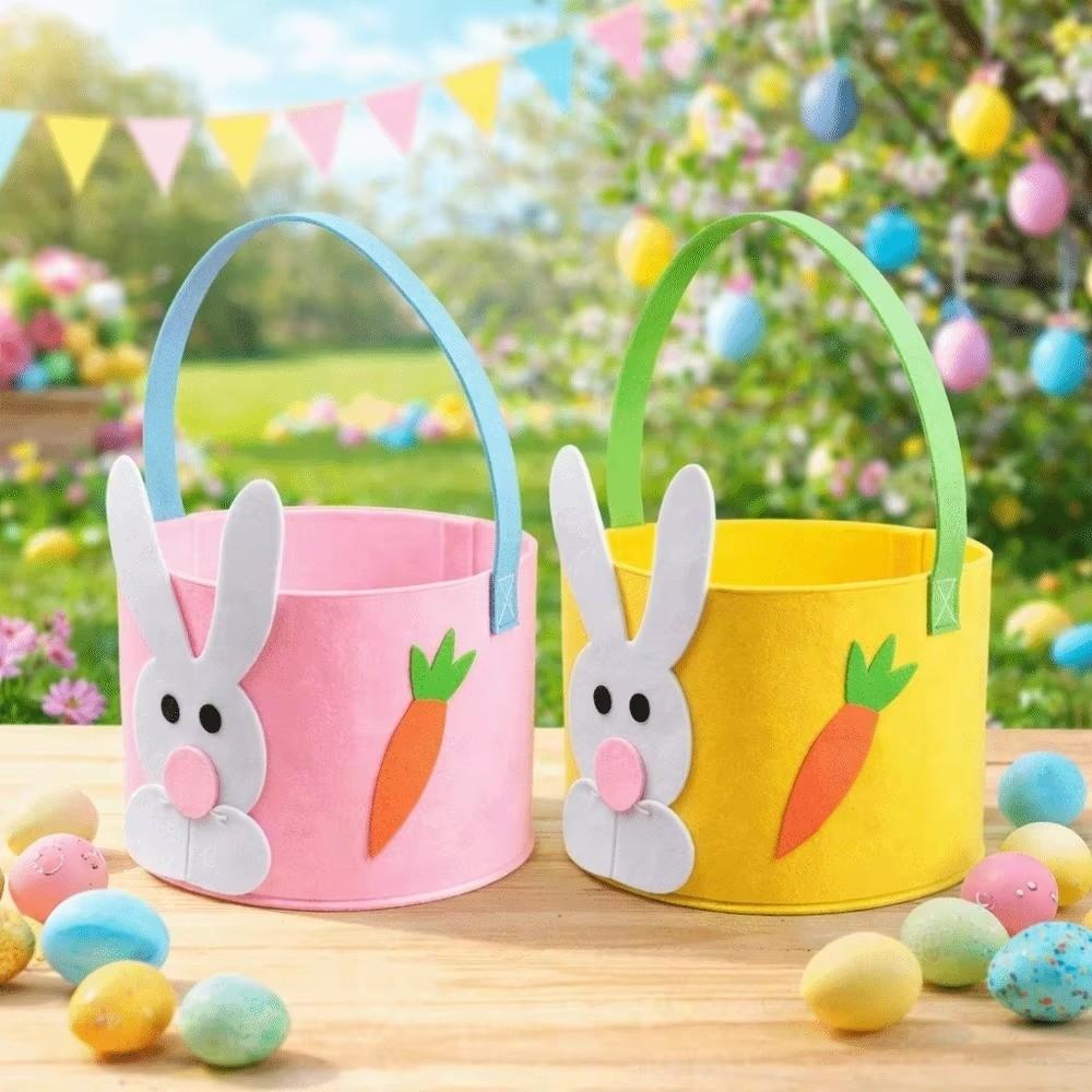 Felt Easter Candy Gift Bag With Handle Easter Bunny Basket Children's Gift Candy Bag  Egg Hunting