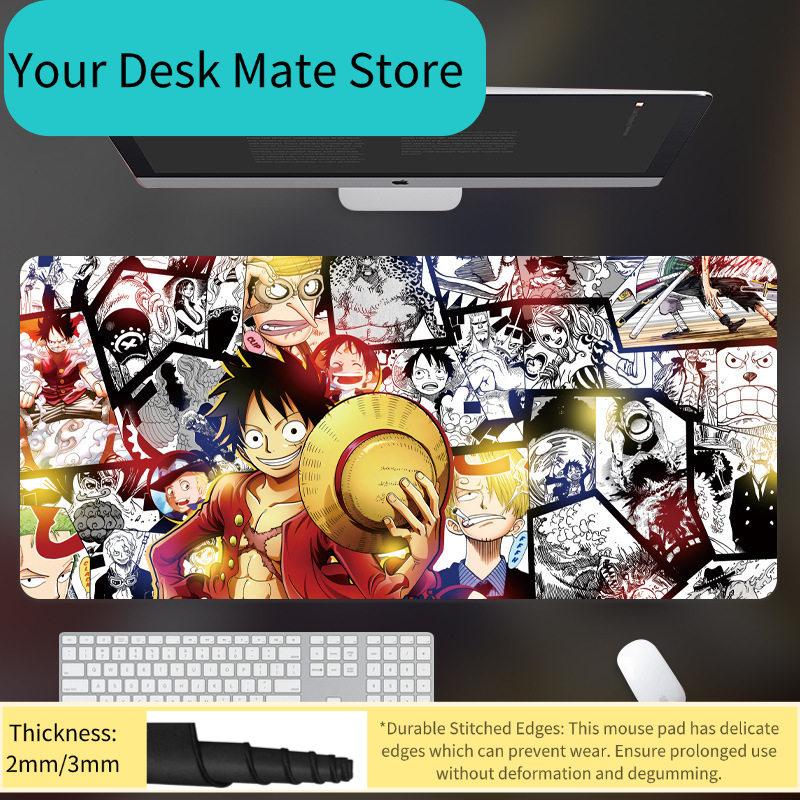 High Definition ONE PIECE Leather Mouse Pad Large Office Computer Desk Pad Non-slip Computer Keyboard Pad Animation Peripheral