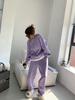Purple Women’s Casual Running Sportswear Set - 2025 Spring/Autumn Fashion: Loose Sweatshirt & Long Pants Two-Piece.