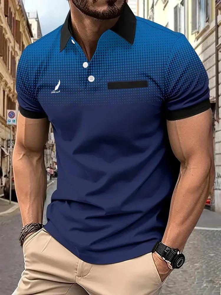 Men's Button Up Polos Golf Shirt Casual Holiday Lapel Short Sleeve Fashion Basic Color Block Summer Regular Fit Button Up Polos