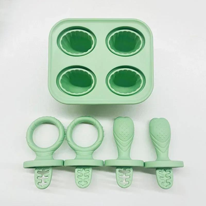 4/6 Cavity New Baby Teething Ice Cream Stick Mold Perfect for Freezing Milk Homemade Popsicles Summer Kitchen DIY Ice Cream Mold