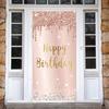 Pink Rose Gold Happy Birthday Door Banner Decorations, Happy Birthday Door Cover Backdrop Party Supplies for Women, Large 16th 21st 30th 40th 50th