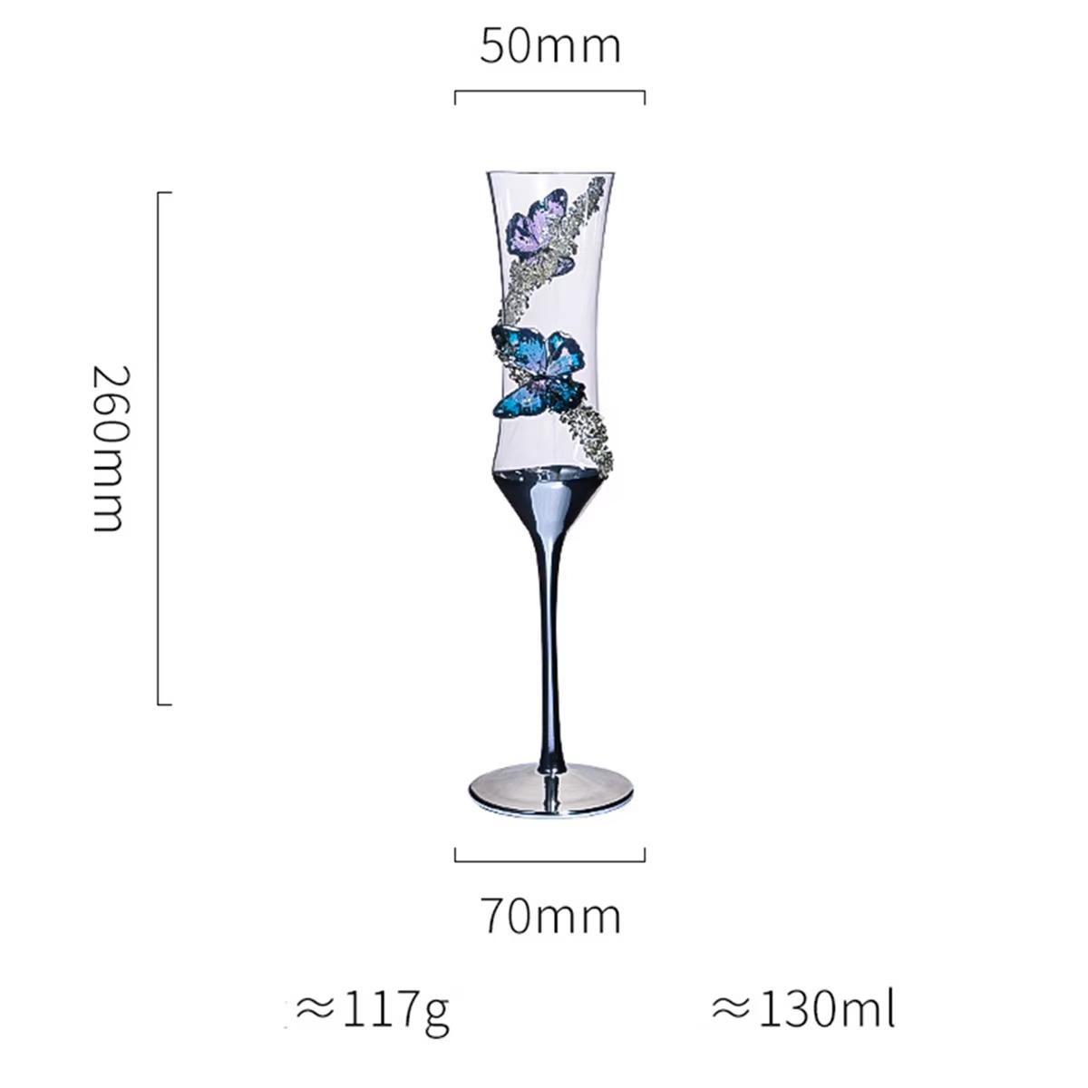 Butterfly Champagne Glass Electroplating Household Crystal Glass Champagne Flute Wedding/Party Goblet 130ml