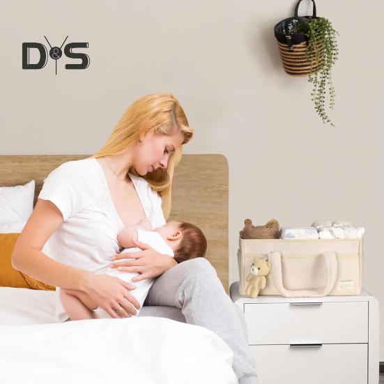 Baby Diaper Caddy with Handle Multiple Compartments Large Capacity Portable Baby Diaper Caddy Organizer Storage Bag