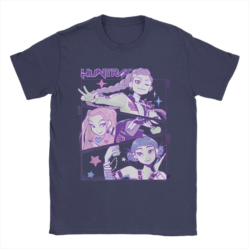 Huntrix Demon Hunters Tour Poster T Shirt Men Vintage 100 Cotton T-Shirts Summer Crew Neck Hip Hop Tee Shirt Oversized Clothing