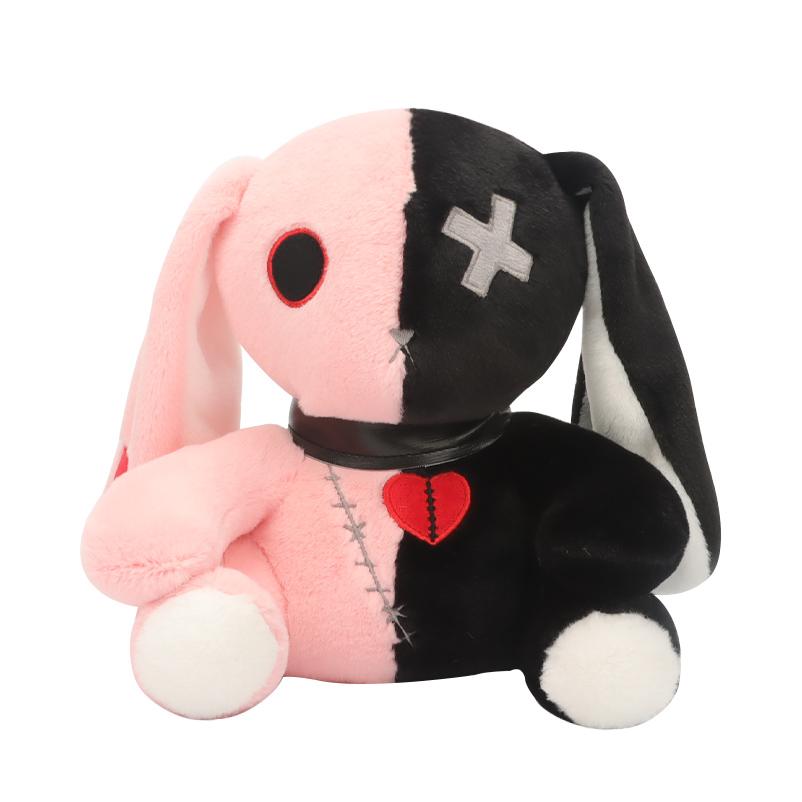 25CM Halloween Stuffed Animal Color Mosaic Reborn Rabbit Cartoon Soft Model for Boys and Girls Christmas Gifts
