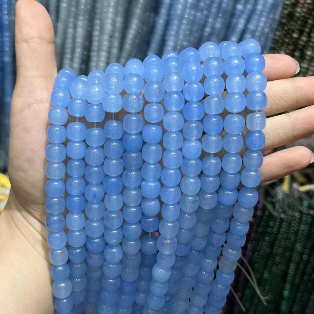 9x10 Natural Chalcedony Beads: Multicolor Morganite, Tourmaline, Amazonite Barrel Beads for DIY Jewelry