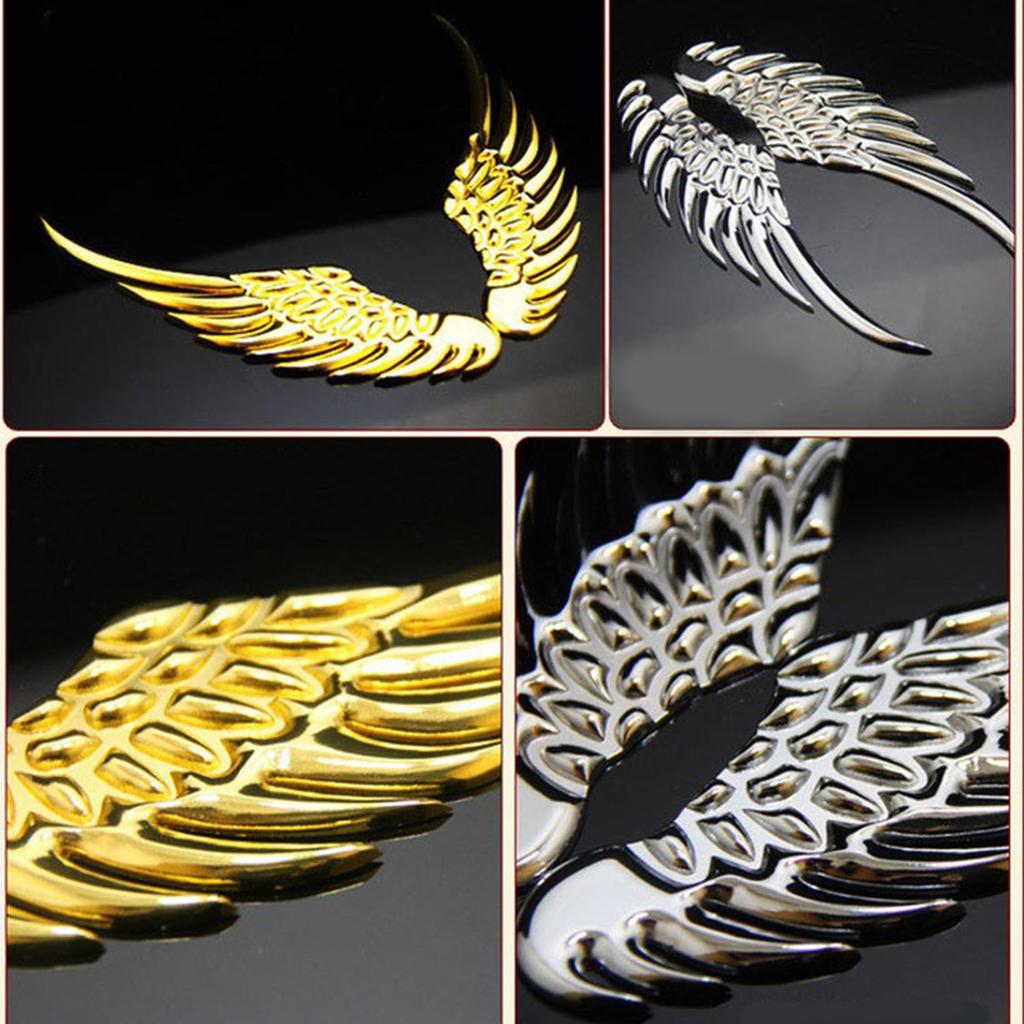 YIDELI Car Emblem 3D Feather Wings Wings Sticker Car Universal Metallic Seal Logo Metal